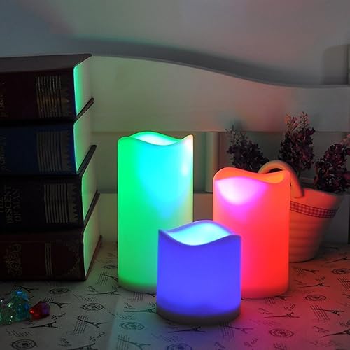 Miniatura 7 de Novelty Place Velas LED sin llama con control remoto de 3 juegos, [parpadeo real y color marfil real] Velas LED de pilares con control remoto y