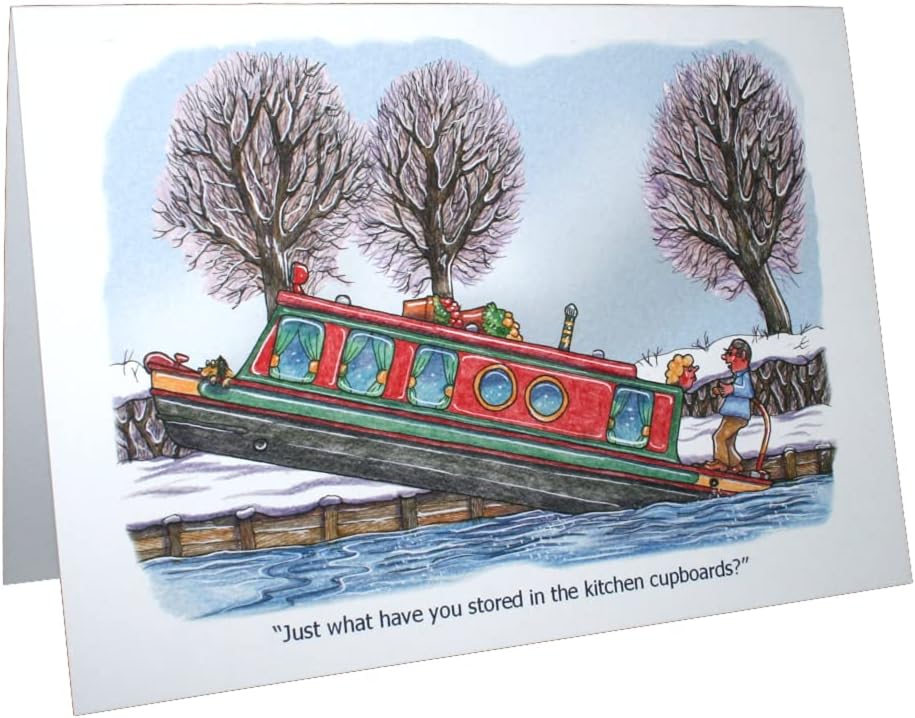 Narrowboats Narrow Boats Humour Cartoon A5 Funny Blank Greeting Card by Armand Foster