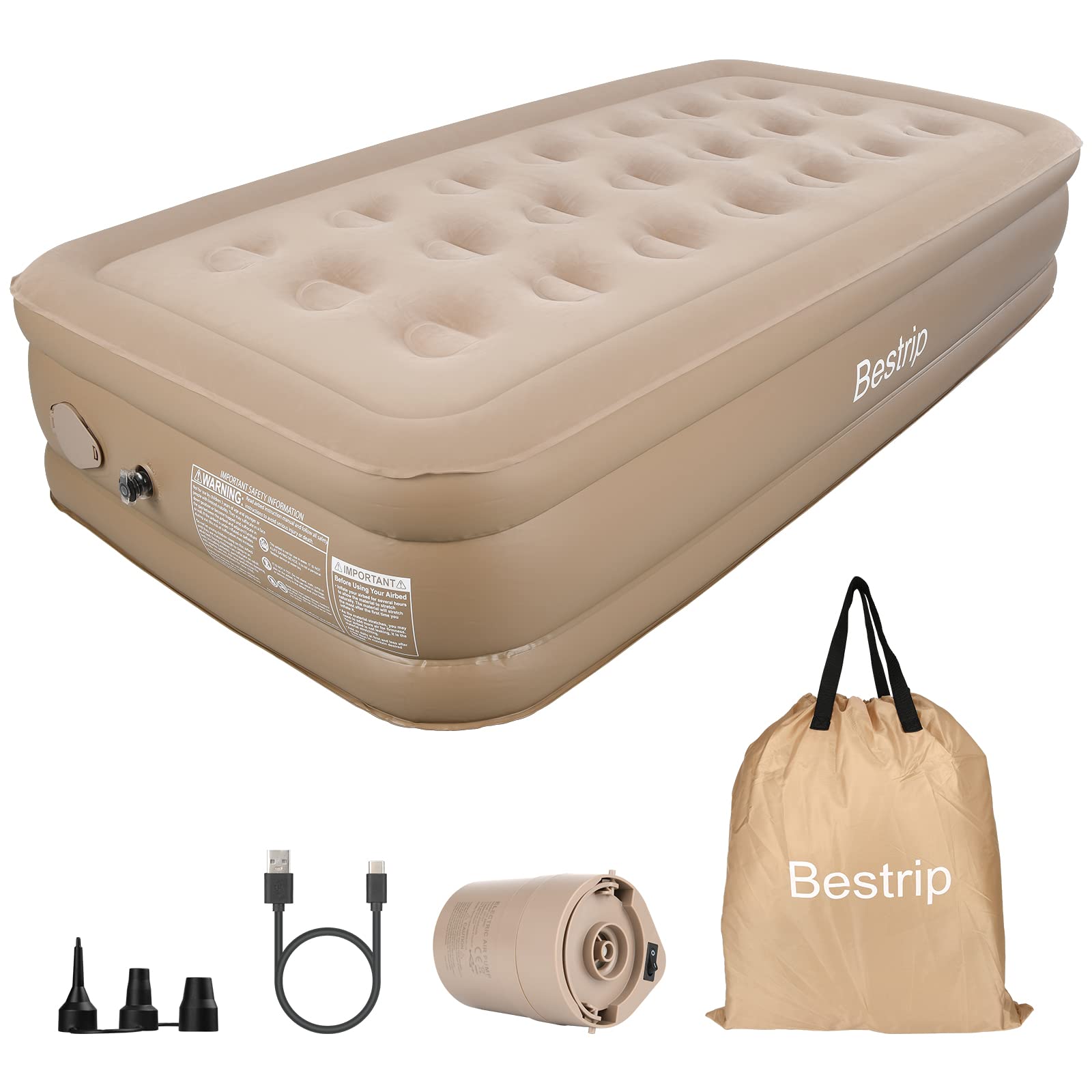 Luftbett 1 Person, Aufblasbare Matratze Aufblasbares Bett 190 x 100 x 40cm, Selbstaufblasend Gästebett mit eingebauter elektrischer Pumpe, air Mattress aufblasbare matratze zum schlafen
