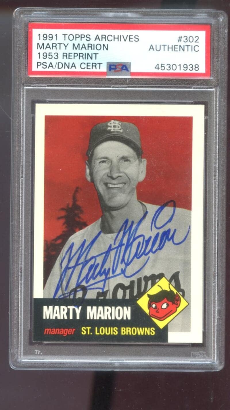 1991 Topps Archives 1953#302 Marty Marion Signed Autographed Autograph Auto PSA PSA/DNA COA Baseball Card MLB