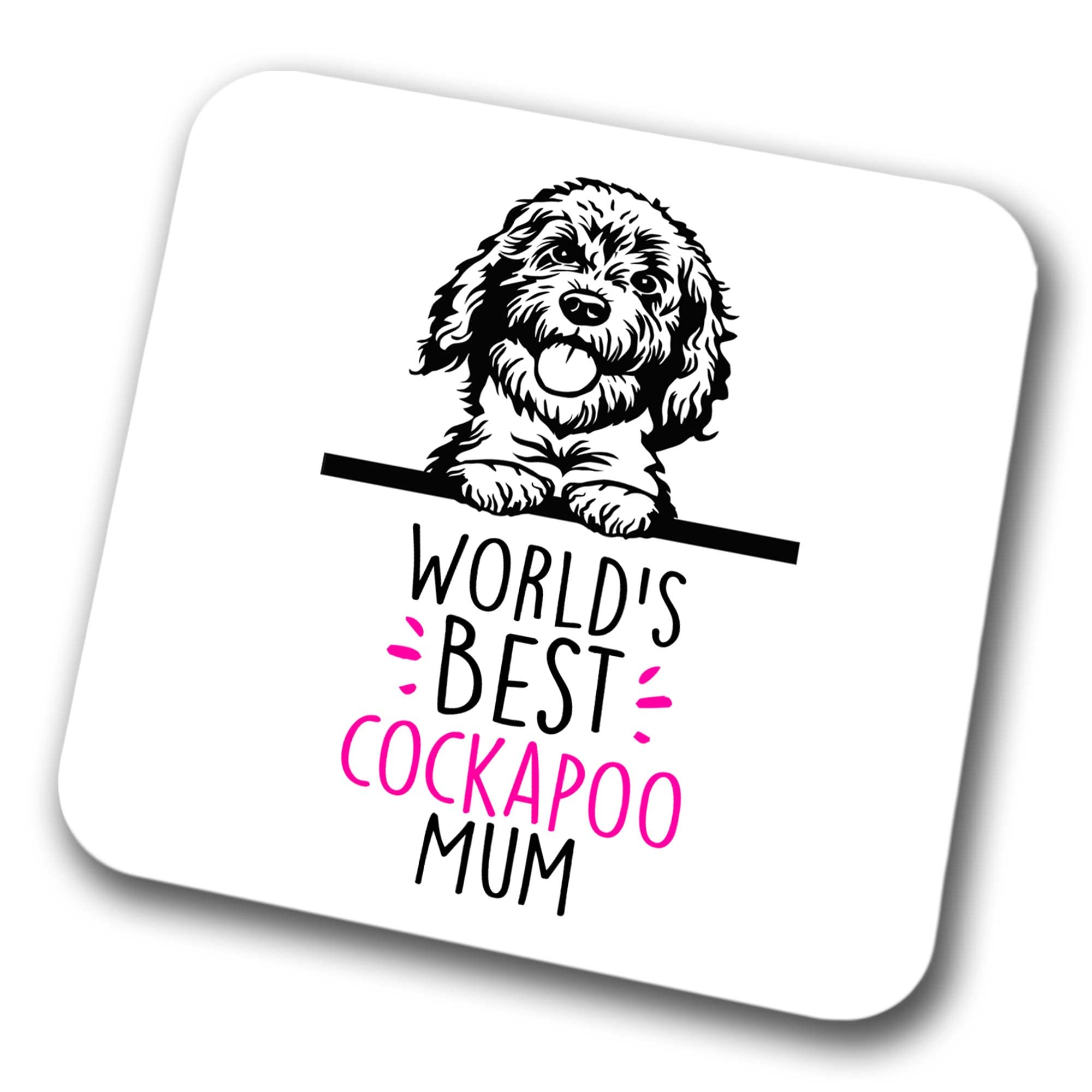 Cockapoo World's Best Mum Coaster Dog Mum Cockapoo Mum Friend Funny Gift for Birthday Christmas, Cockapoo Coaster