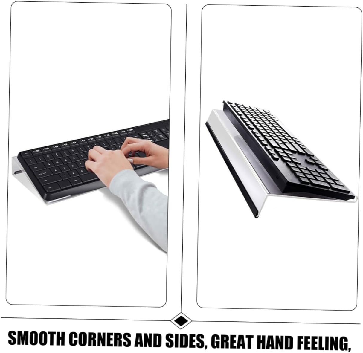 2pcs Acrylic Keyboard Stand Elevated Display for Desk Tilted Keyboard Holder Nonslip Mat