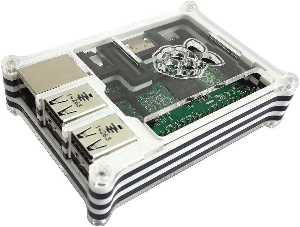 Aoovi Raspberry Pi 3 Model B and Raspberry Pi 2 Model B Acrylic Case Enclosure (White+Black)