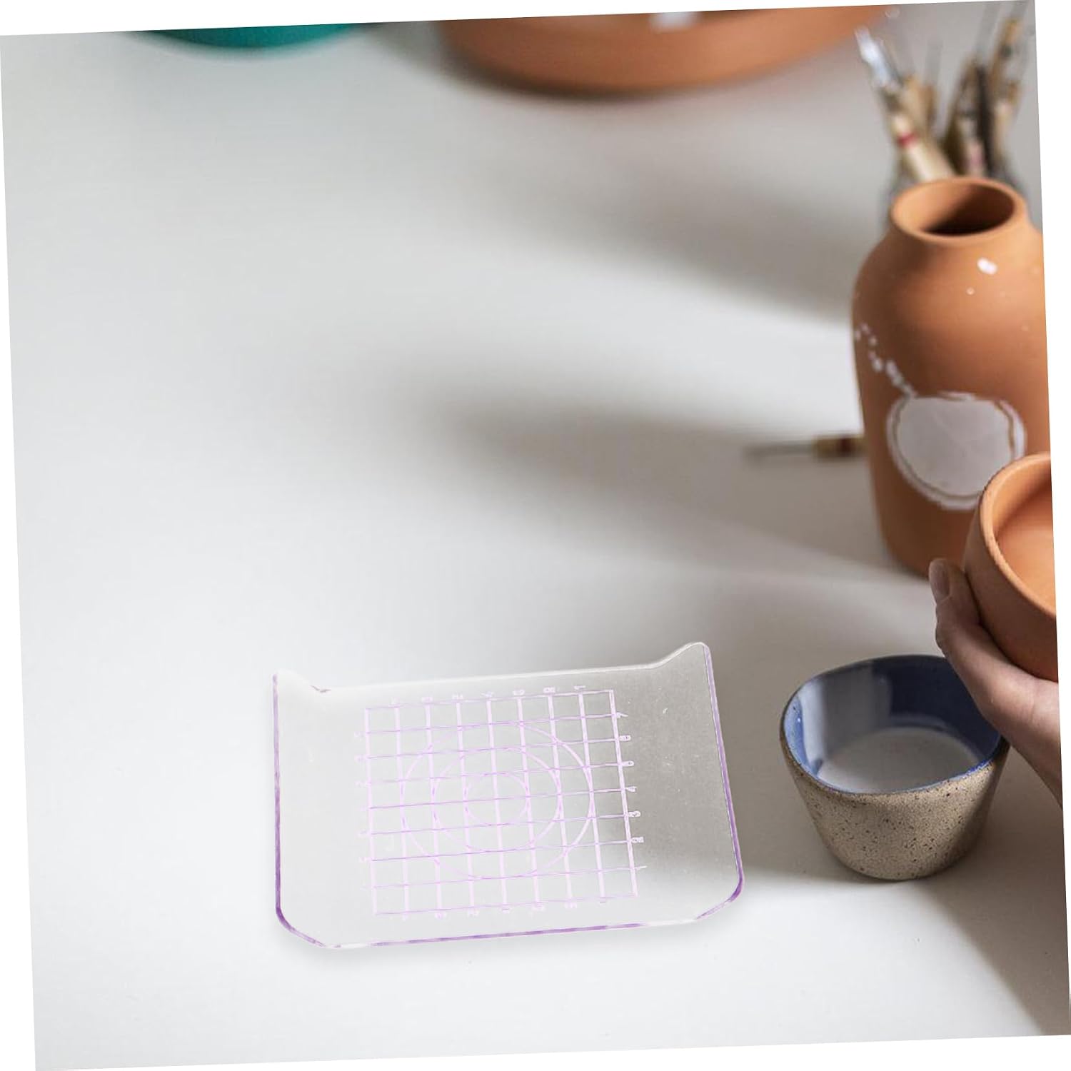 Uonlytech 2pcs Acrylic Clay Press Board Round Corner Pottery Tool for Modeling and Sculpting Includes Shaped Flattening Boards