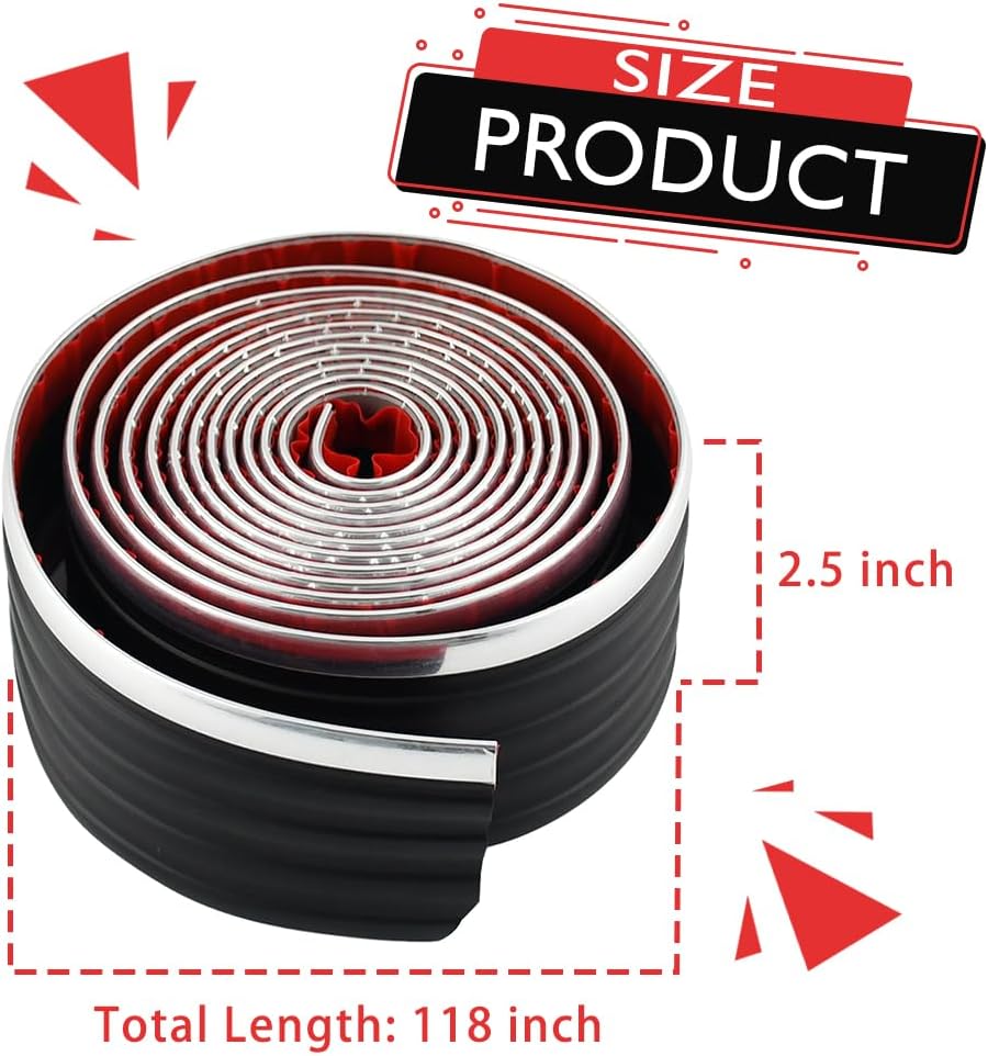 118" Chrome Body Side Molding Trim for 1988-1998 Chevy GMC Cars Trucks, Silverado Suburban Tahoe Blazer C1500 K1500 Jimmy Truck Automotive Body Side Trim Molding