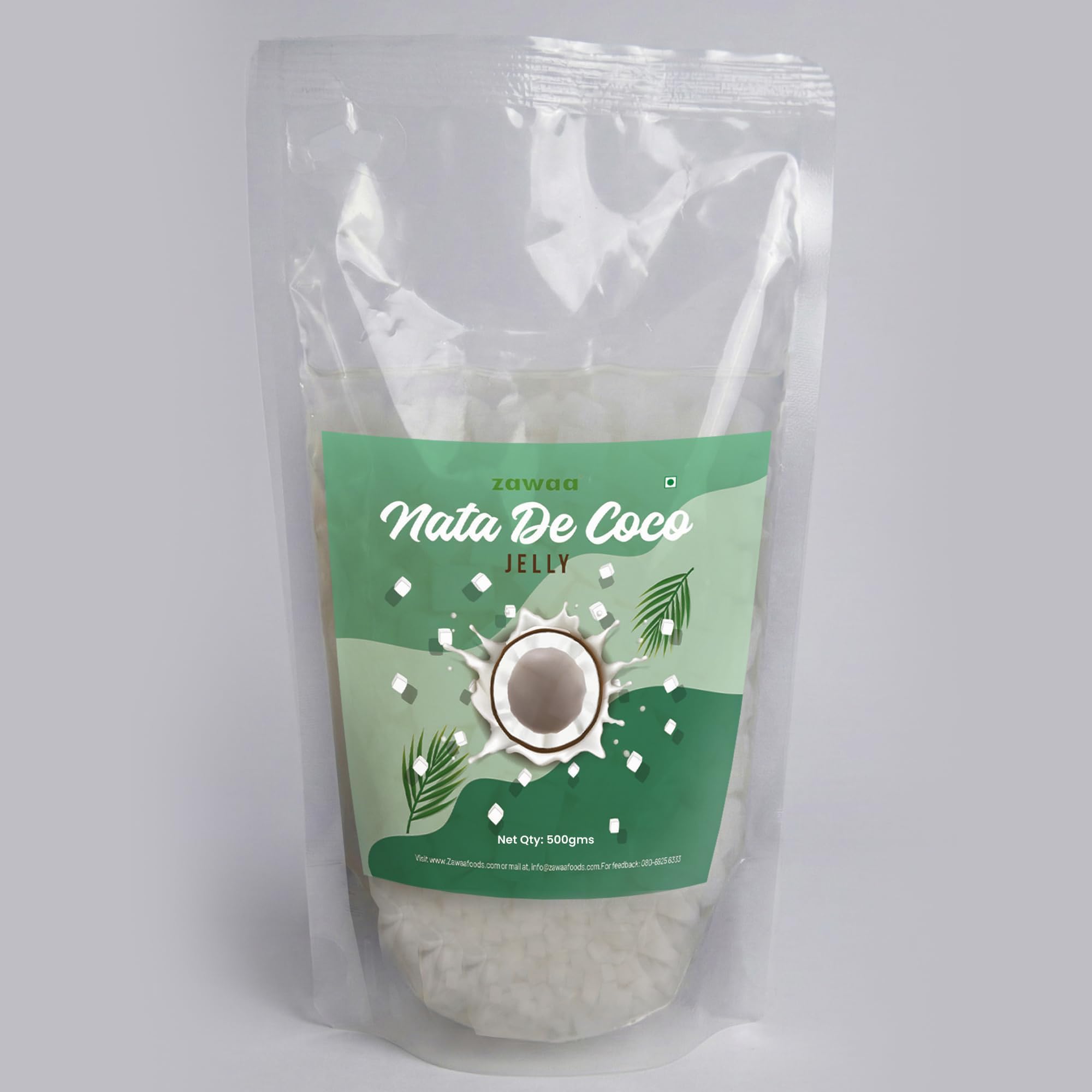ZAWAA Nata De Coco, Nata De coconut jelly | 500 gm | 5 mm cube