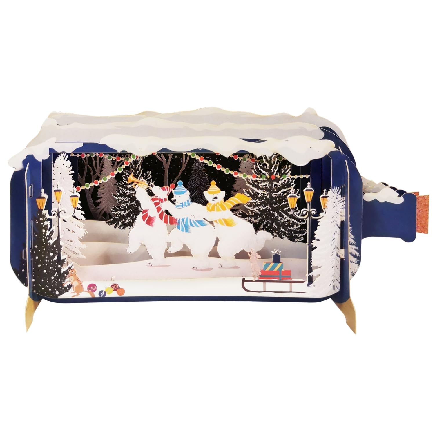 Message in A Bottle Polar Bears Pop Up Christmas Greeting Card XMIB092, Multicolor, 24cm x 12cm or 9" x 5"