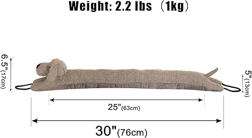 Miniatura 101 de Marwood Tope para debajo de la puerta, tapón de viento de 32 pulgadas para puerta y ventana, tapón de aire francés con peso para puerta delantera