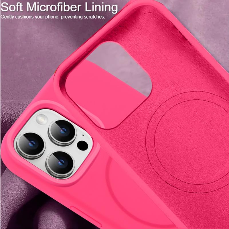 Image of LuxuryKase Silicone Magnetic Case for iPhone 16 Pro Max | Soft Microfiber Lining | MagSafe Support | Shockproof Protective Cover | Precise Cutouts | Slim Fit Design - Pink