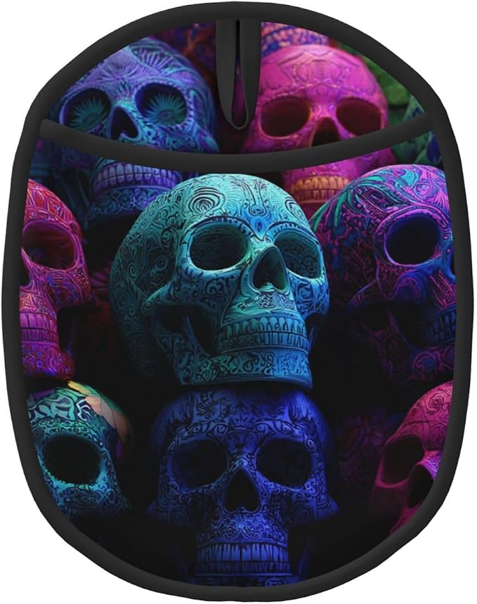 Pot Holder Set of 2 Silicone PotHolders Heat Resistant Kitchen Trivets Colorful Sugar Skulls Pot Holders Washable Oven Hot Pads Non-Slip Oven Pot Holder Set Square Trivet for BBQ Cooking