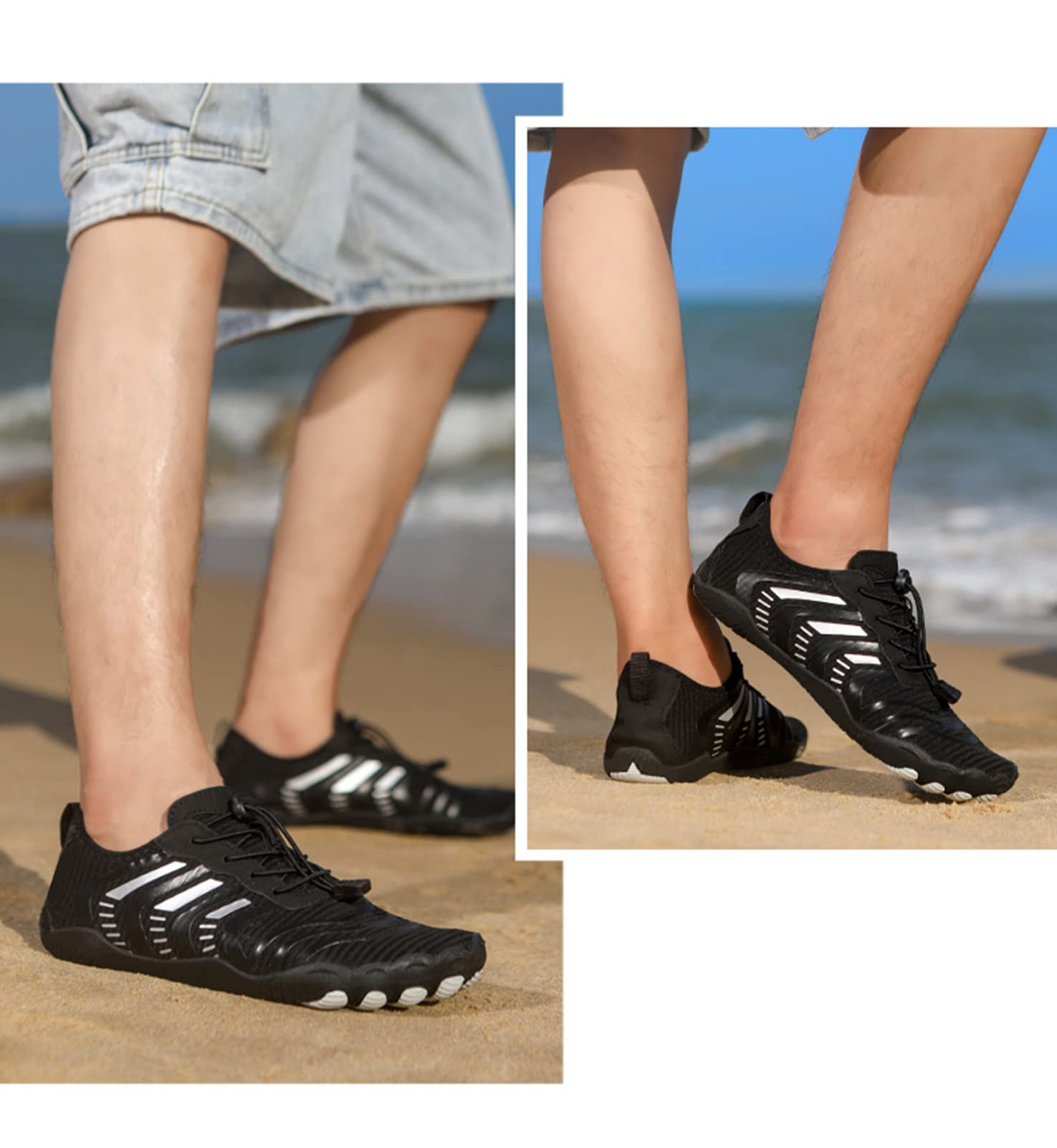 Zapatos Acuáticos Descalzos Zapatos Acuáticos De Secado Rápido para Mujeres Zapatos Acuáticos Neutros Zapatos De Baño para Hombres, Playa, Buceo, Surf, Remo(42 EU, Black)