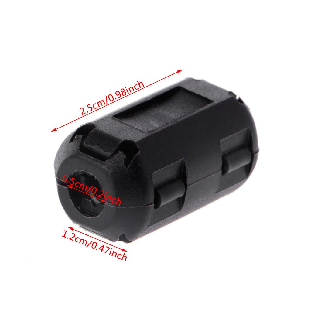 5 Pcs 5mm Clip-On Ferrite Core Noise Suppressor RFI Clip Cable Low Pass 10-24v