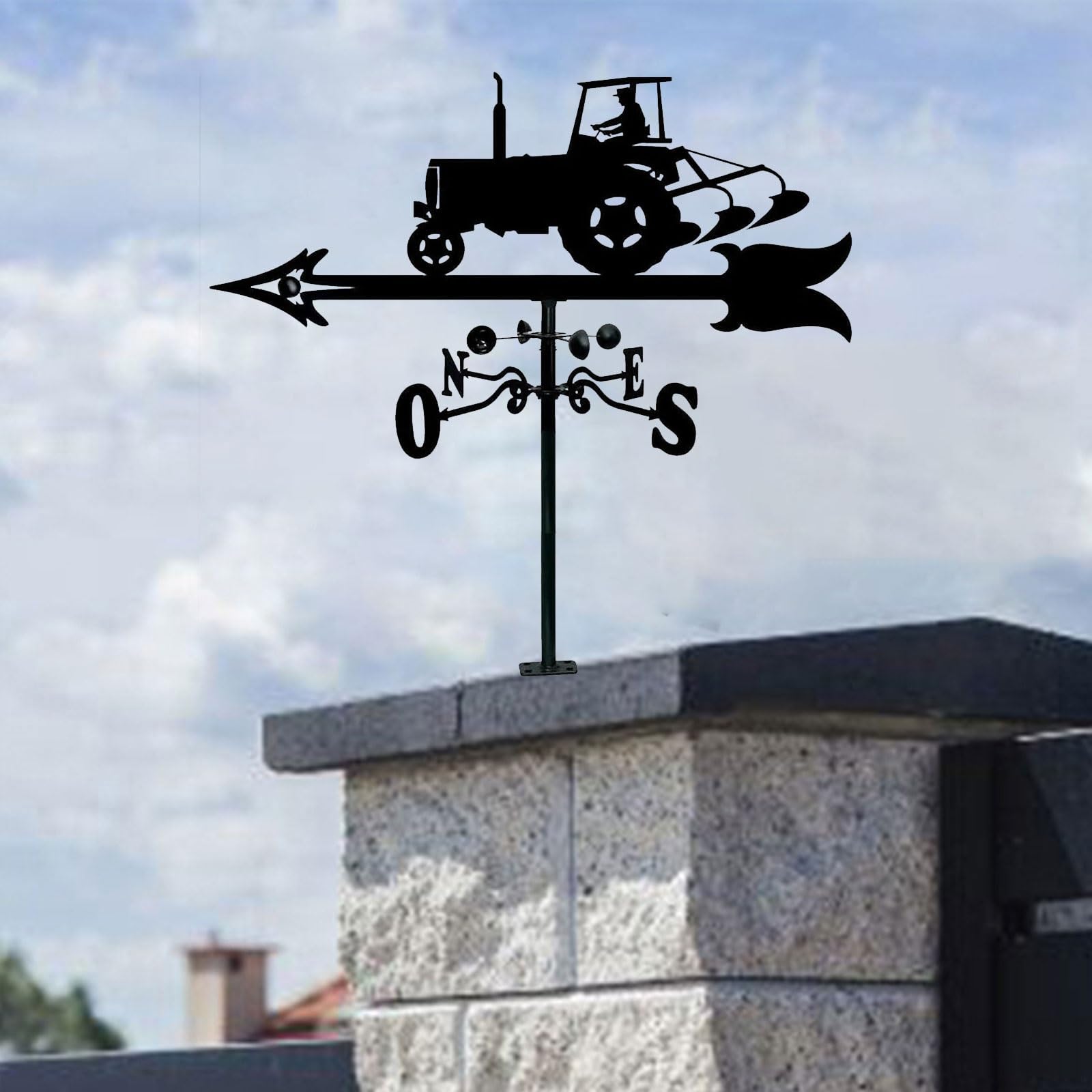 Girouettes pour Jardin Matériau métallique Tracteur comme modèle adapté à la Cour, décoration de Jardin Indicateur de Direction du Vent, Noir 14 * 22 Pouces