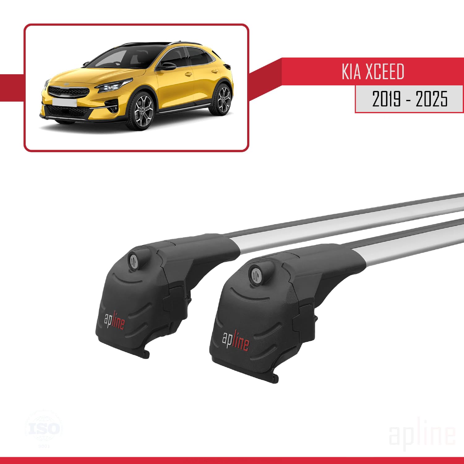 Compatibile con Kia XCeed (CD) 2019-2026 Modello ACE-2 Barre Tetto Portapacchi Auto Barre Portatutto Grigio Alluminio 2 Barre