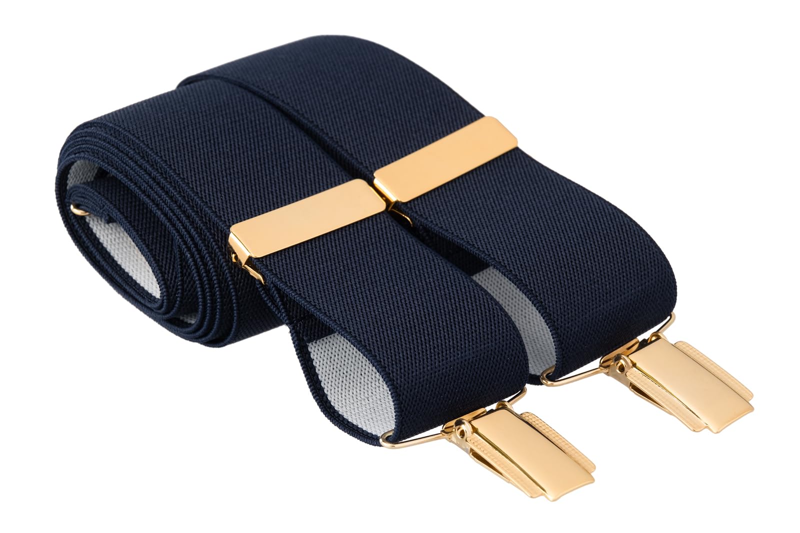 Mandittions Men's Midnight Blue Dark Trouser Braces With Four Gold Clips 35Mm Wide 44 Inch