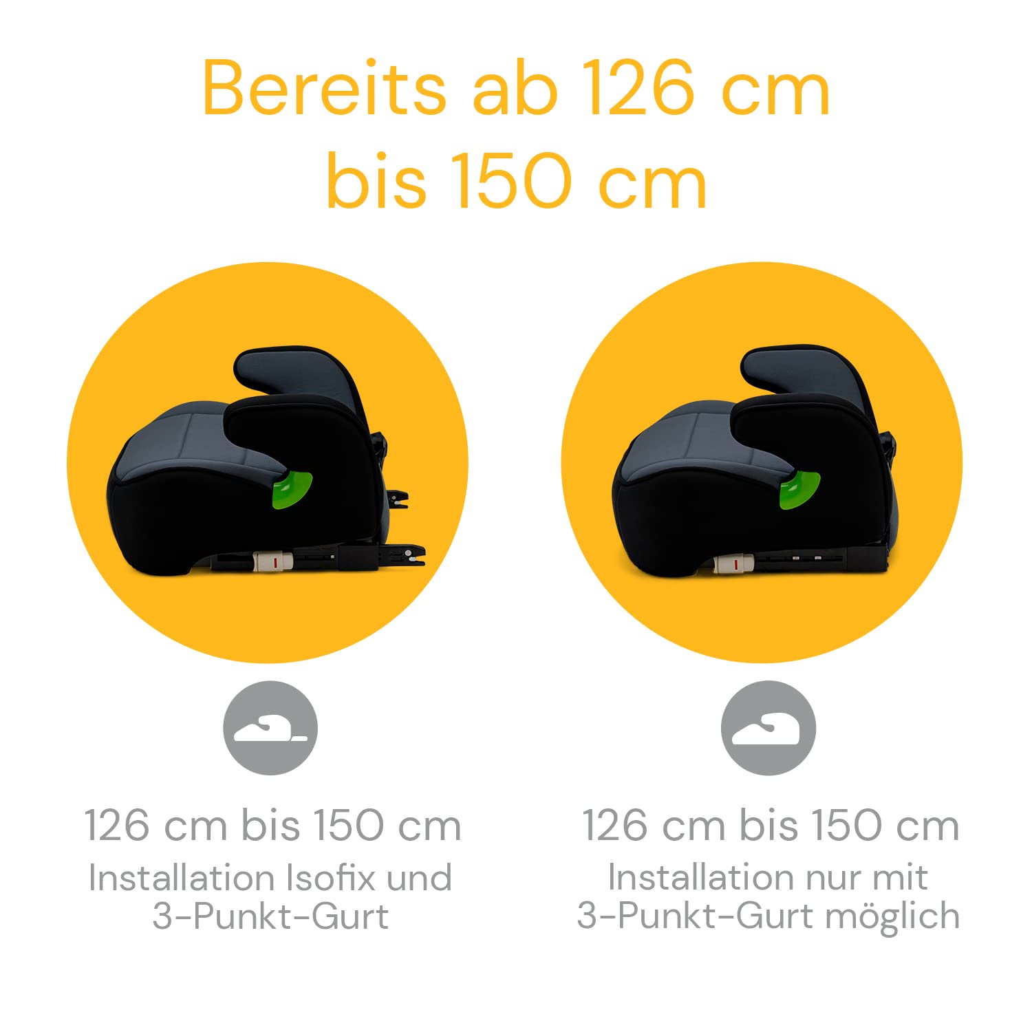 Osann Junior Isofix Gurtfix i-Size Sitzerhöhung mit Isofix Auto Kinder 126-150 cm Nero
