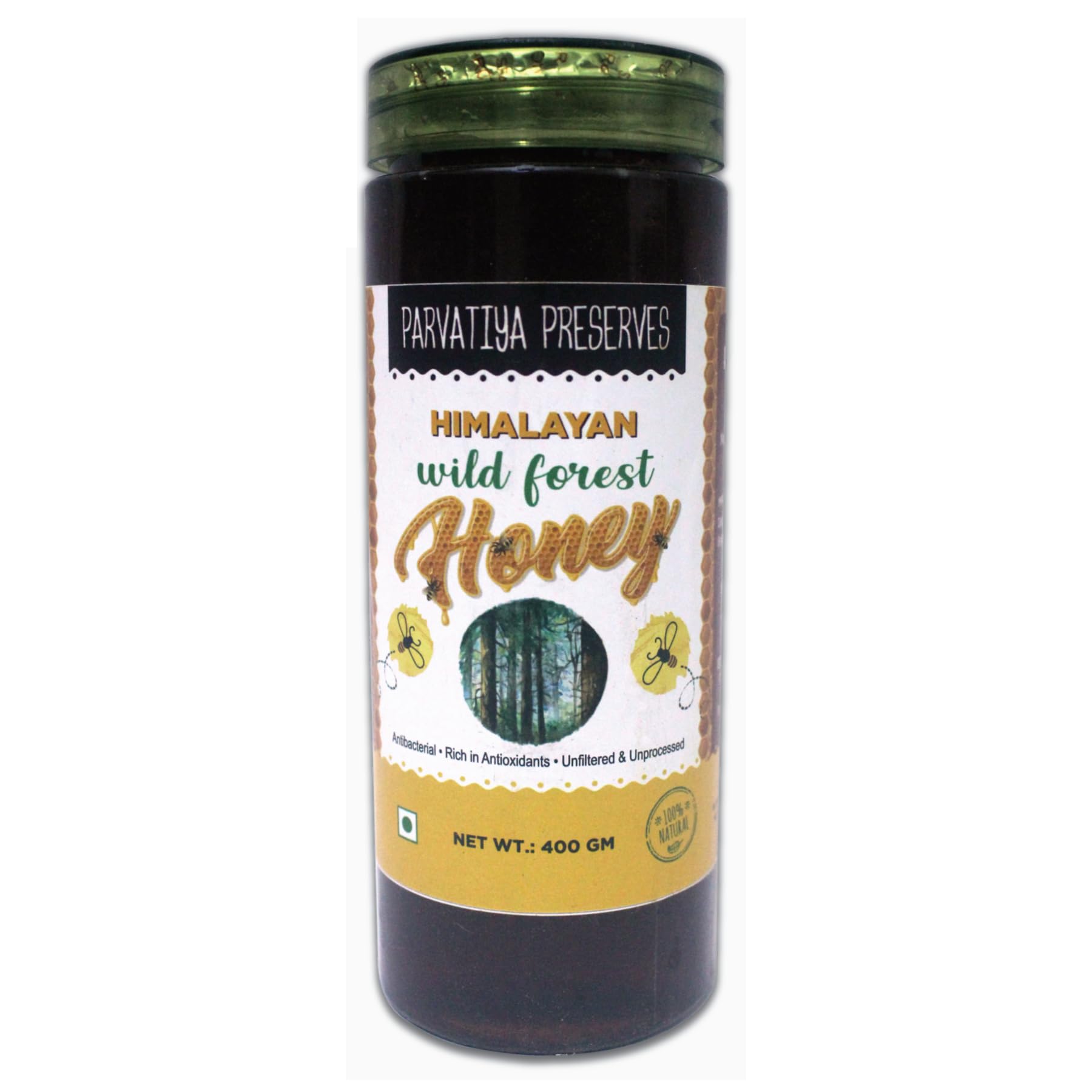 Parvatiya Preserves Natural Honey, 400gm (400 g (Pack of 1), Wild Forest)