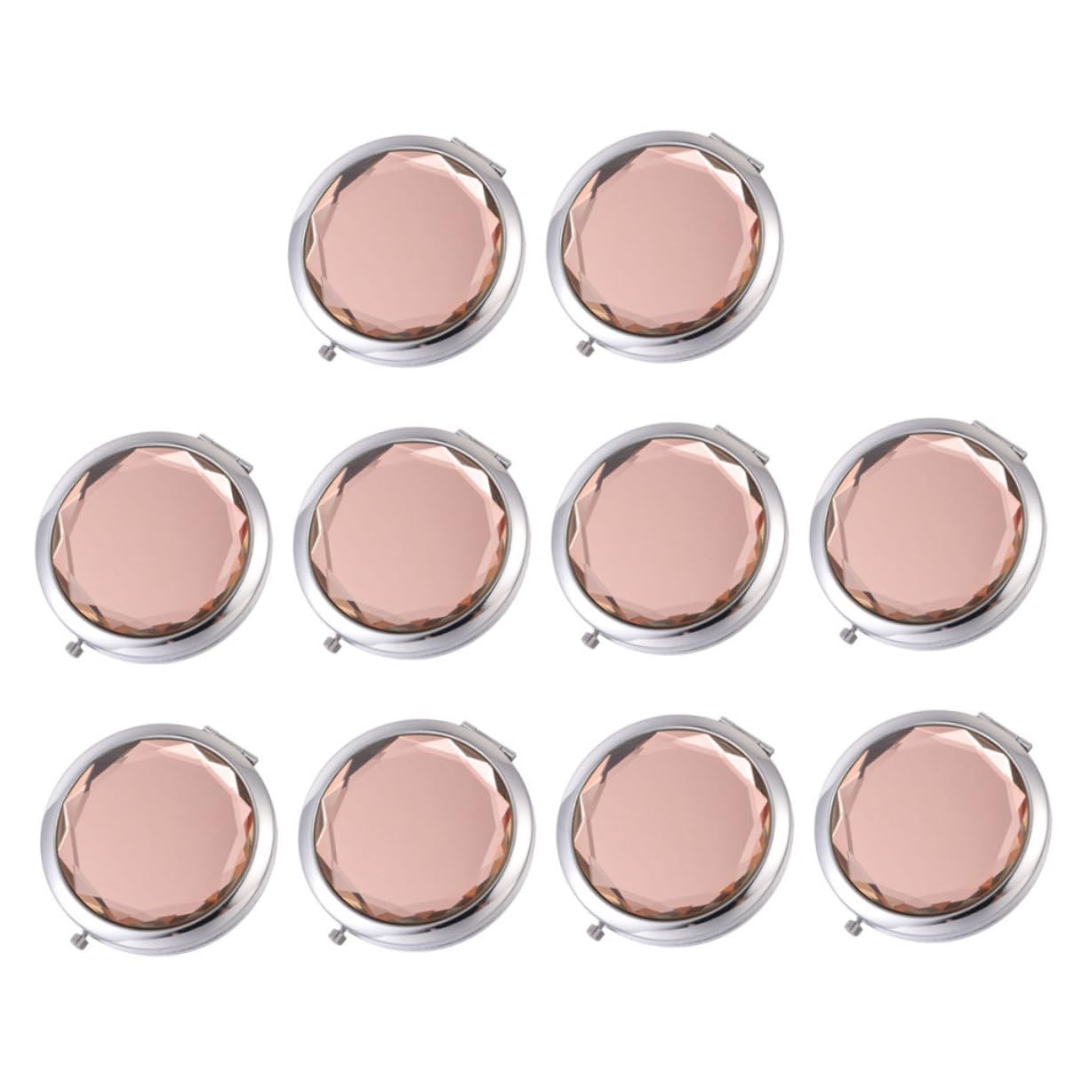 10 Stück Reise Taschenspiegel Doppelseitig Faltbar aus Metall und Glas Leichter Tragbarer Schminkspiegel für Damen für Handtasche und Schule