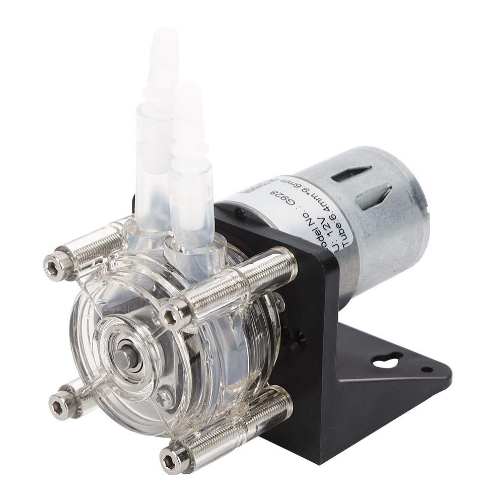 Bomba Peristáltica de Acero Inoxidable, 12V/24V DC, 500 ml/min, Cabezal Transparente PC, 3 Rodillos, con Bases y Conector, 12V