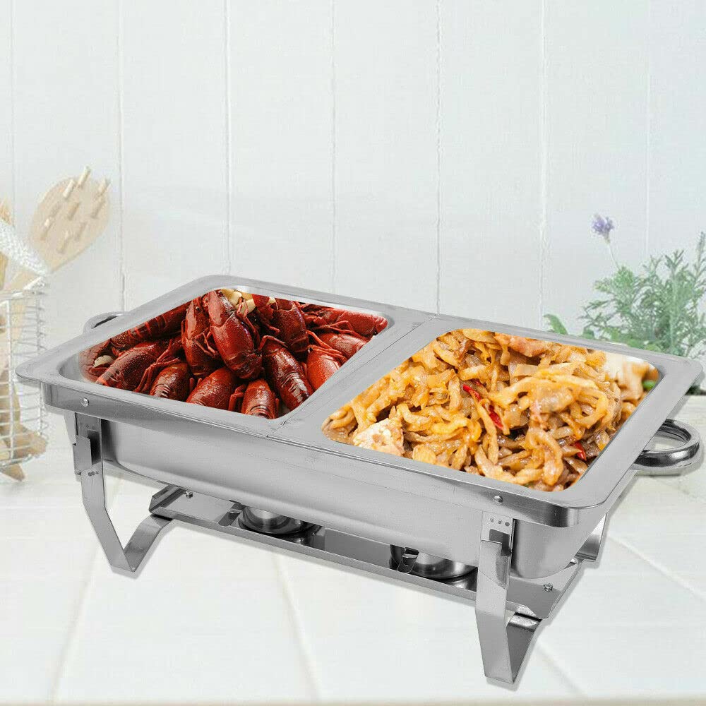 Chafing Dish Calentador de Buffet 7,5 L Juego de Acero Inoxidable Calientaplatos de Bufé para Fiestas, Catering, Banquetes