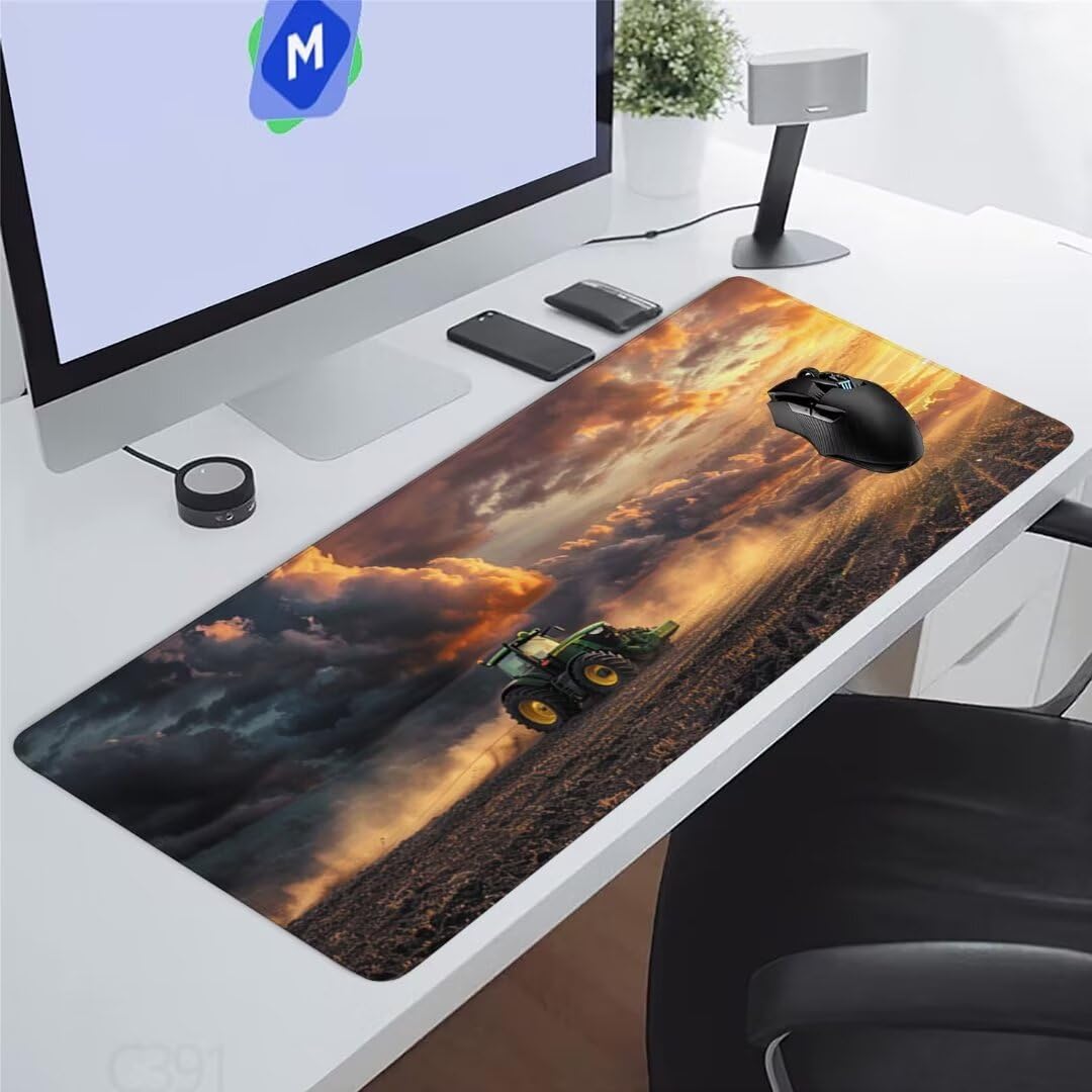 Gaming Tapis de Souris Tracteur, Grand Tapis de Souris XXL 900 x 400 x 3 mm, Ferme Tapis Souris pour Clavier et Bureau, avec Bords Surpiqués et Dos Antidérapant, for Clavier Souris Gaming Accessoire