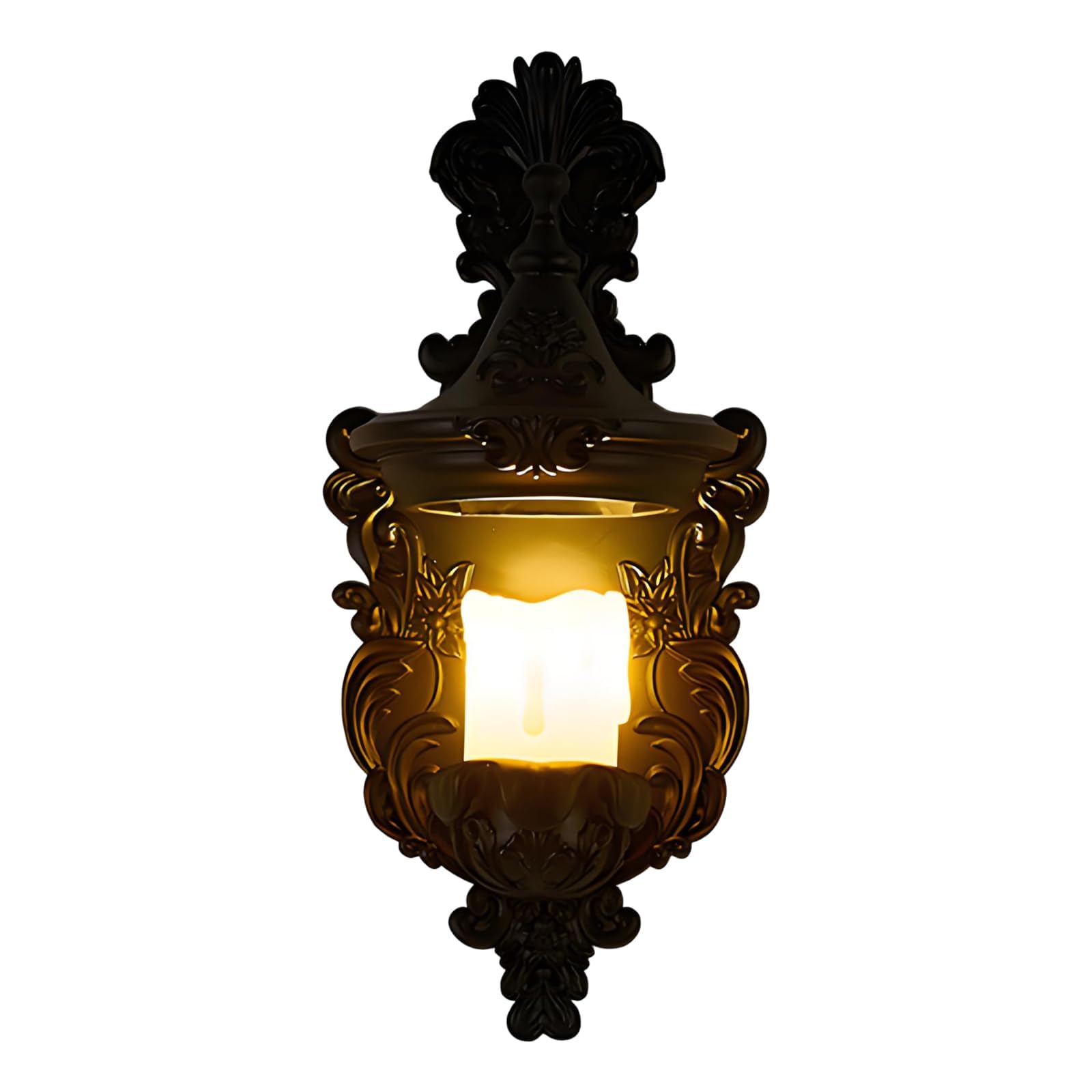 LANTANB French Style Creative Candlesticks Wall Sconce Mid-Century Wall Mount Lamp with Relief Decor Lighting Fixtures for Bedroom Living Room Hallway, E14 Bulb Sockets