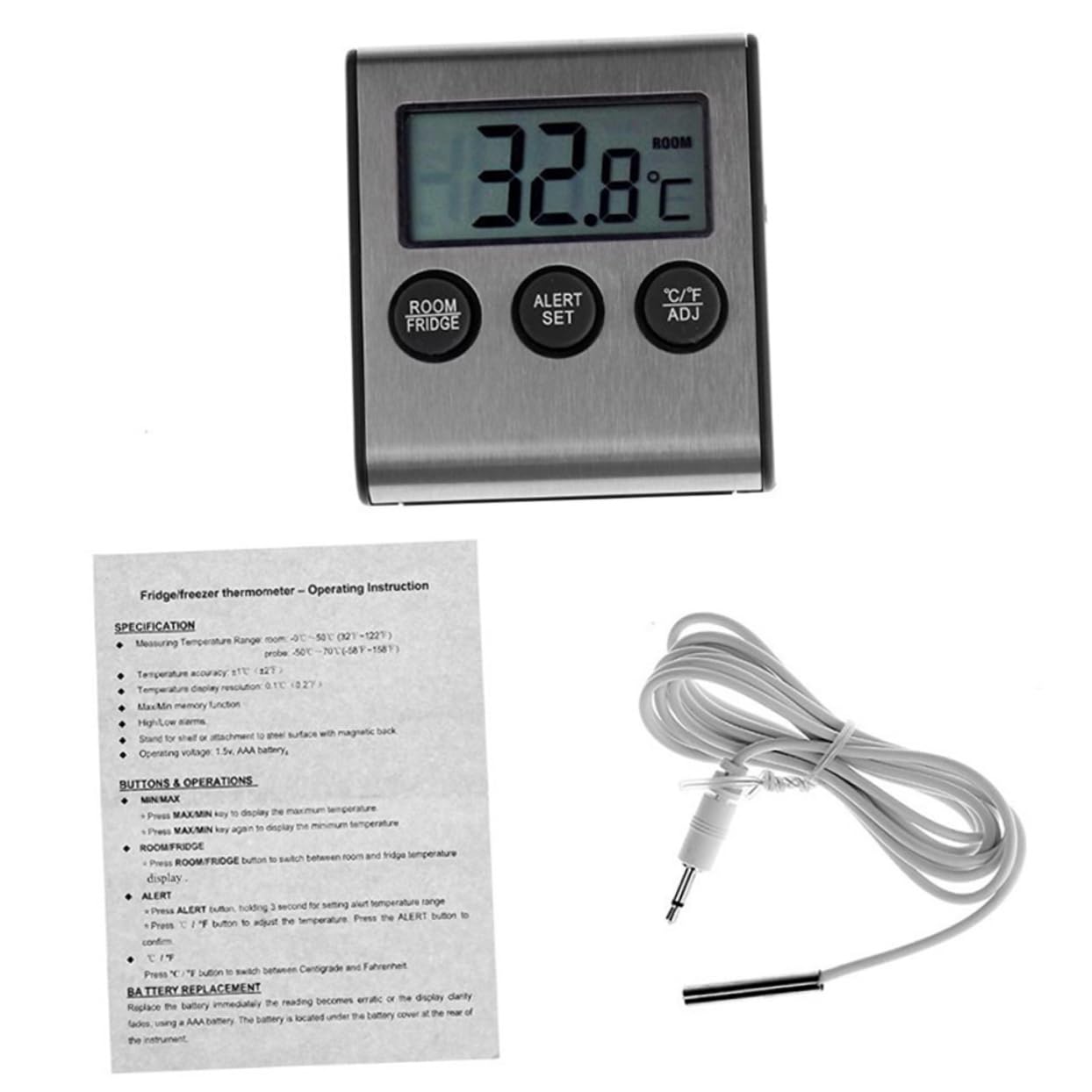 Amosfun 2 Pz termometro da termometro frigorifero termometro per frigorifero misuratore temperatura Termometro per temperatura alta e bassa thermometer utensili da cucina Black