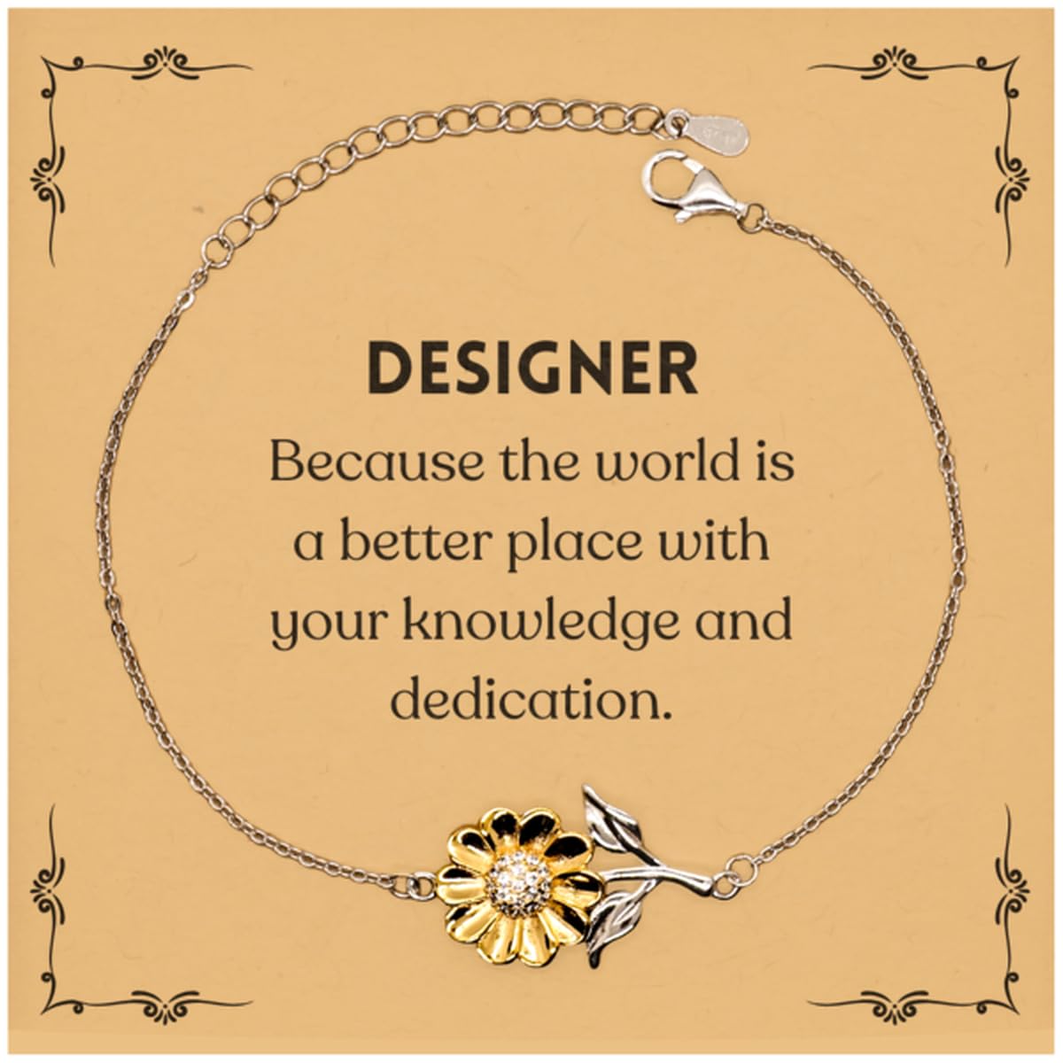 Best Designer Gifts, Because the world is a better place, Inspirational Birthday Christmas Unique Sunflower Bracelet For Designer, Coworkers, Men, Women, Friends