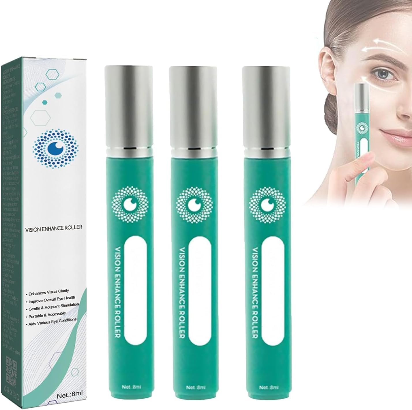 Generic OphthlaMed Vision Enhance Roller, Vision Enhance Roller for Puffy Eyes, Relieves Tired And Dry Eyes (3pcs)