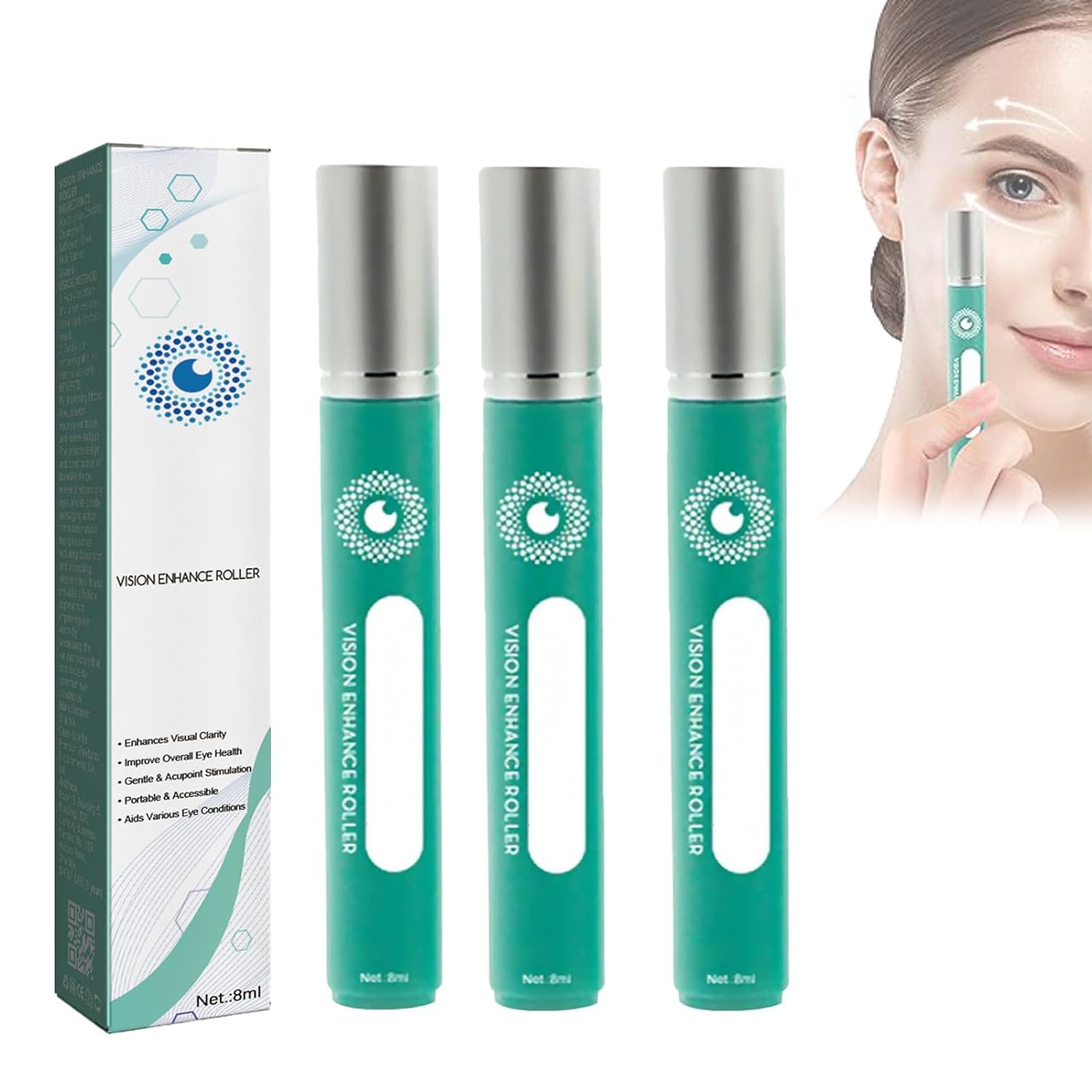 Generic OphthlaMed Vision Enhance Roller, Vision Enhance Roller for Puffy Eyes, Relieves Tired And Dry Eyes (3pcs)