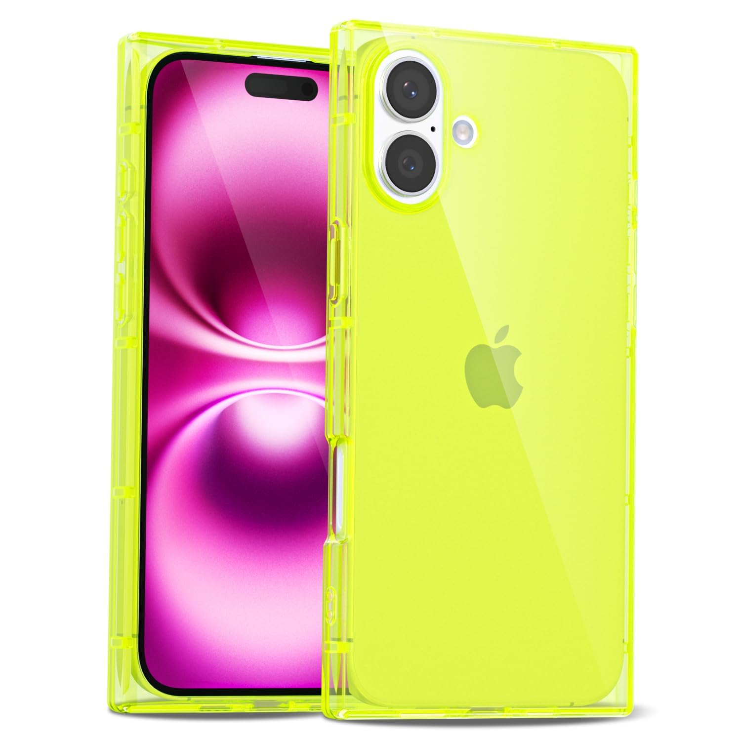 LoeoeL for iPhone 16 Plus Clear Case Rectangle Edge, Slim Thin Transparent Girly Y2k Cute Designer Phone Case for Women, Trendy Aesthetic Design Soft