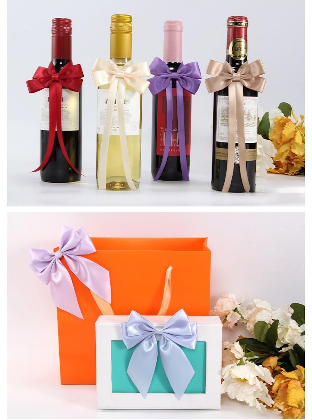 Wambere 100 Stück Geschenkschleife Fertigschleife Geschenk Schleife Geschenkbogen Geschenkverpackungsschleife,Dekorative Schleife für Weinflaschen,Geschenk Dekorative Schleife,für DIY Basteln,Rosa