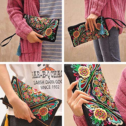 Clutch Purse, Embroidery Flower Clutch Handbag Evening Bags Handbags Wristlet Clutches Bag Wallet Summer Beach Bag For Women #TOP1