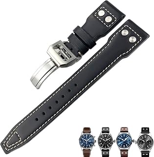 For IWC PILOT Mark PORTUGIESER PORTOFINO WatchBands 20mm 21mm 22mm Leather Watch Strap Black Brown Watch Band For Men Bracelet