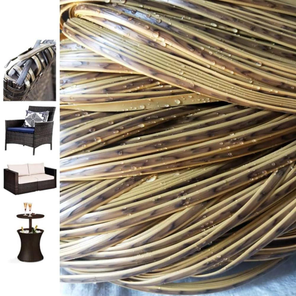 Kit di riparazione in vimini sintetico da 196 piedi in rattan piatto for la sostituzione di mobili da giardino 1 pcs(Yellow Effect)