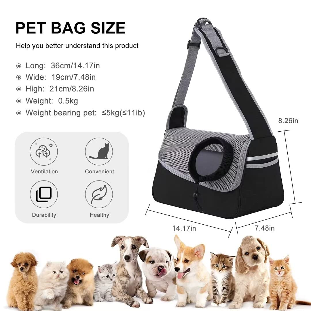 PETCUTE Hundetragetasche,Verstellbare Hundetasche Tragetuch mit Halsband Haken und Taschen,Atmungsaktiv Tragetuch Hund Haustier Schultertasche Hundetragebeutel für Kleine Hunde Bis 5 kg