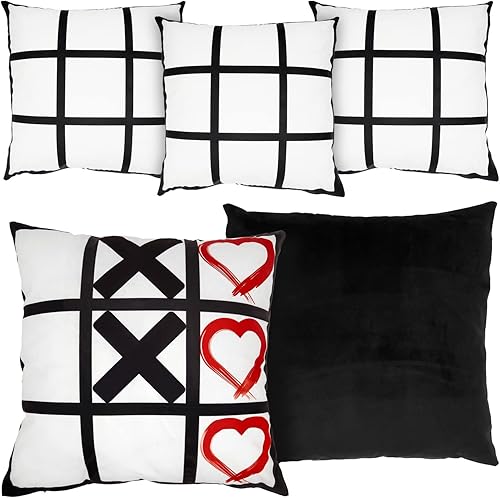 Bright Creations Fundas de almohada en blanco para sublimación y bricolaje  Paquete de 5 unidades de 18 x 18 pulgadas de poliéster blanco y negro