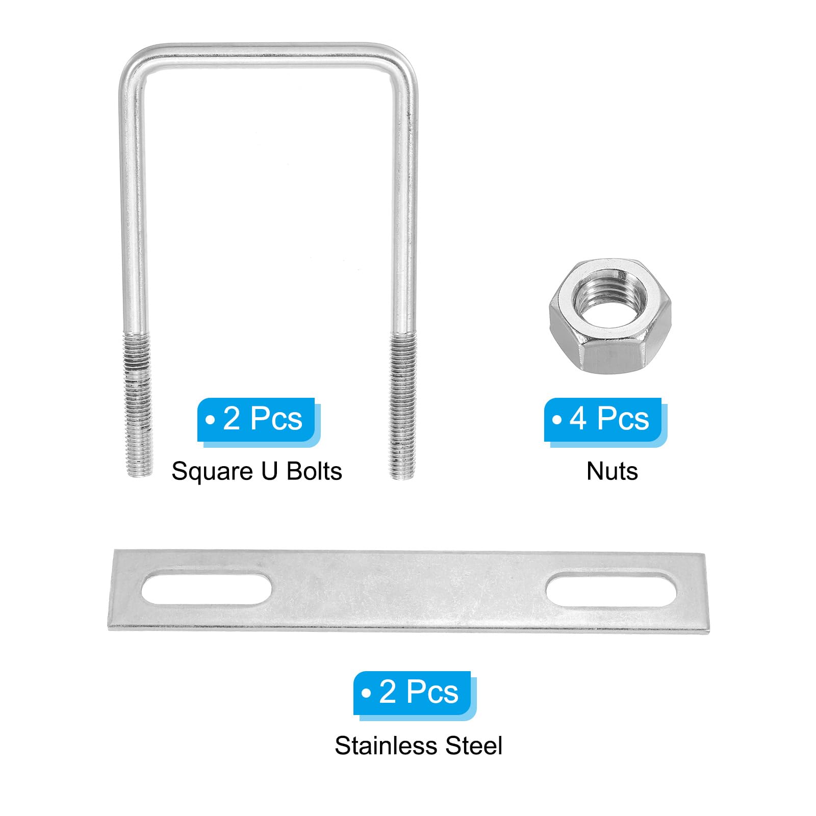 PATIKIL M10x80x150mm Square U-Bolts Kit - Image 3