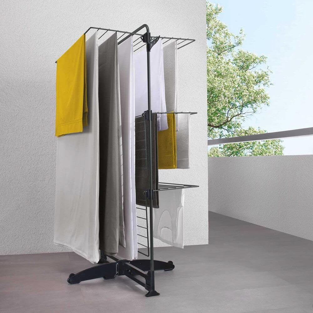 Metaltex Flügelwäschetrockner Panarea Onyx, mit zweitem Gitter für 8m mehr Länge