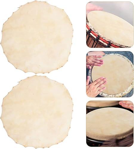 Miniatura 4 de Annafi Piel de cabra Djembe cabeza 2 piezas de repuesto de tambor de piel de cabra de 11.8 in11.8 pulgadas, piezas de repuesto para tambores