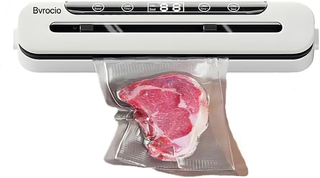 Food Vacuum Sealer, automatic food vacuum sealer for food preservation sealing and packaging systems, compact design, visual skylight, can be used for dry and wet food storage,10 vacuum bags