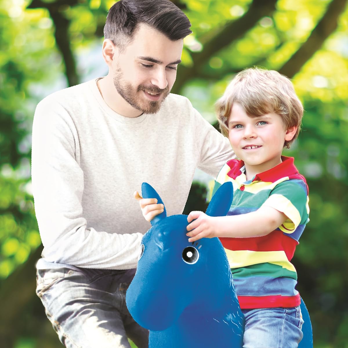 Lexibook Cavallo da Salto Gonfiabile, Pompa Manuale Inclusa, Plastica sicura e Durevole, Blu, BG050LXB
