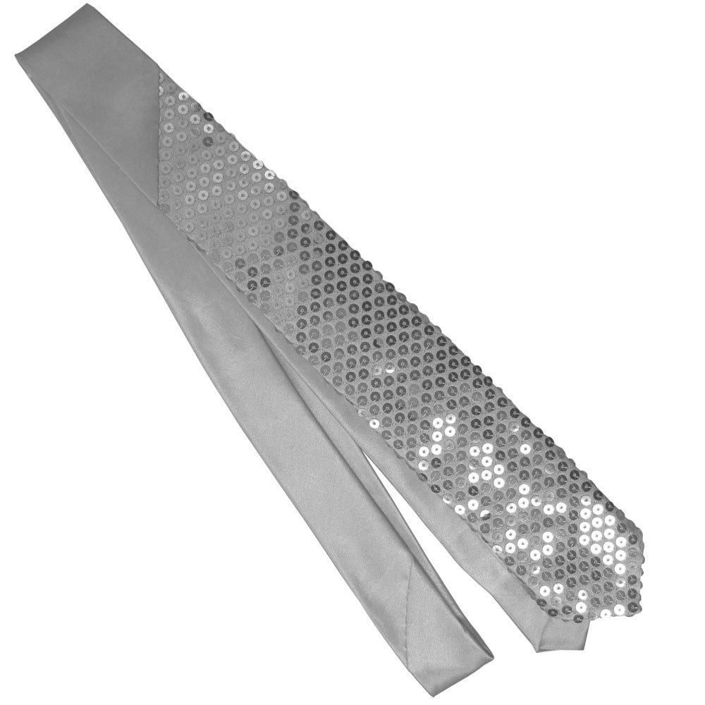 Sequin sparkle necktie (silver sequins)