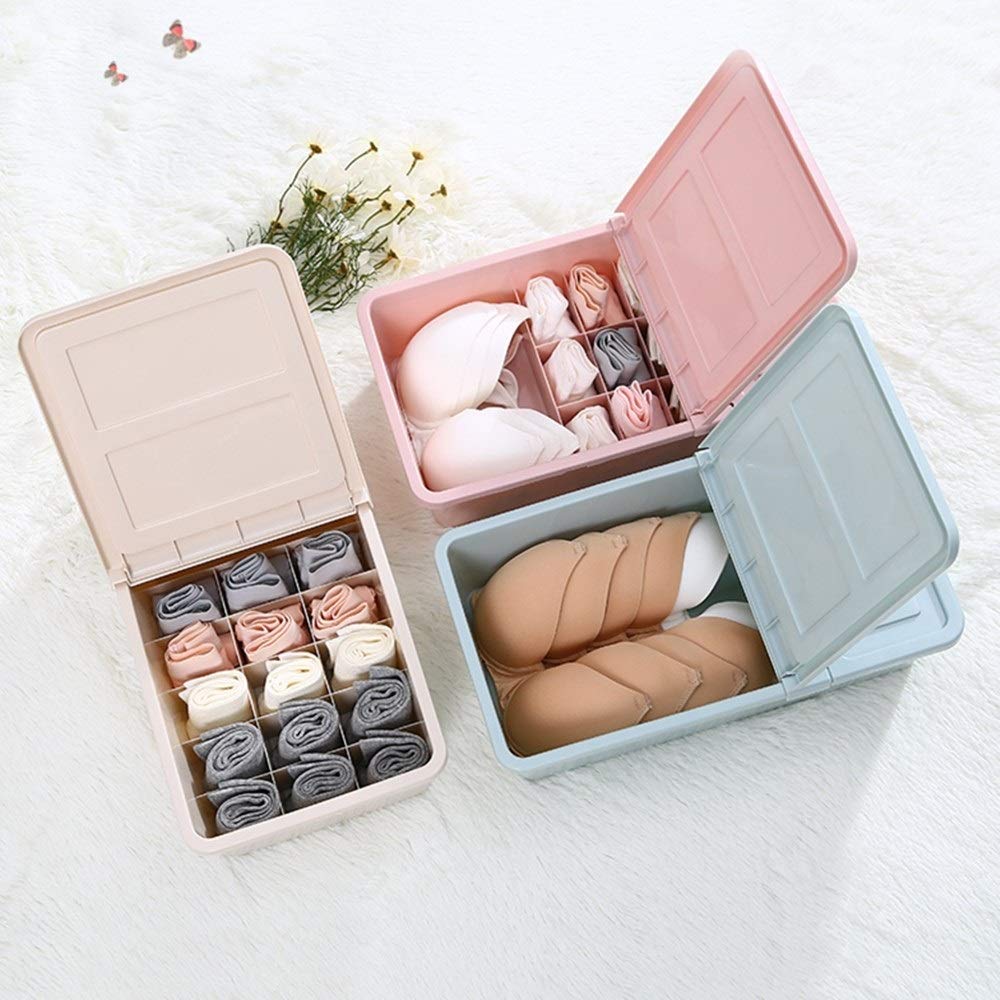 Juego de cajas de almacenamiento para ropa interior, organizador de compartimentos para ropa interior, brasieres, calcetines, cajas de plástico para acabado de cajones para una organización ordenada