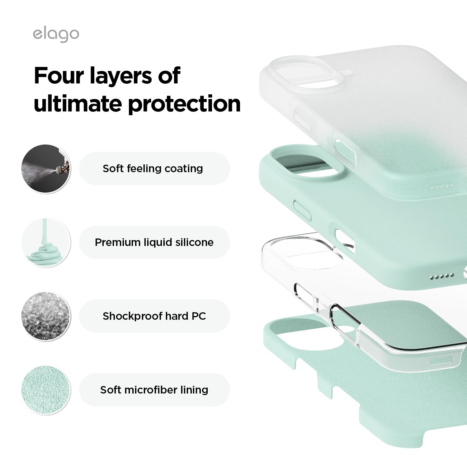 elago Compatible with iPhone 16 Case, Premium Liquid Silicone Case, Full Body Protective Cover, Shockproof, Slim Phone Case - Image 4