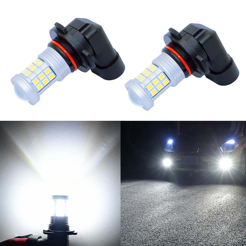 Alla Drive 2800 Lumens HB4 9006 LED Fog Lights Bulbs 2835-SMD Replacement, 6000K Xenon White Super Bright LED Upgrade Halogen Lamps