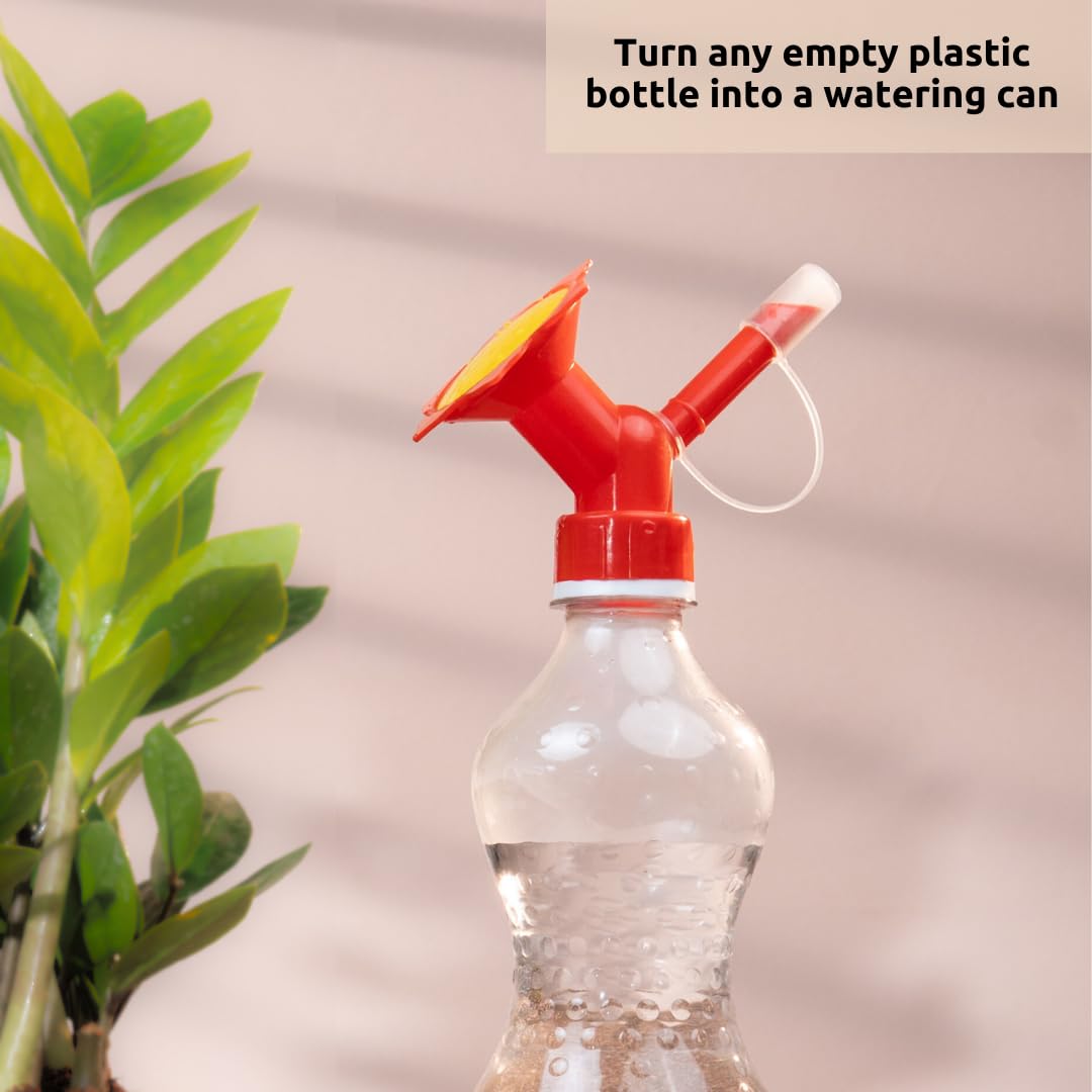 Nurturing Green® Dual Head Bottle Sprinkler & Nozzle for Watering Plants | Reusable Gardening Tool (Color: Red | Pack of 2) [Pls. Note: Plants are not Included] - Image 3 thumbnail