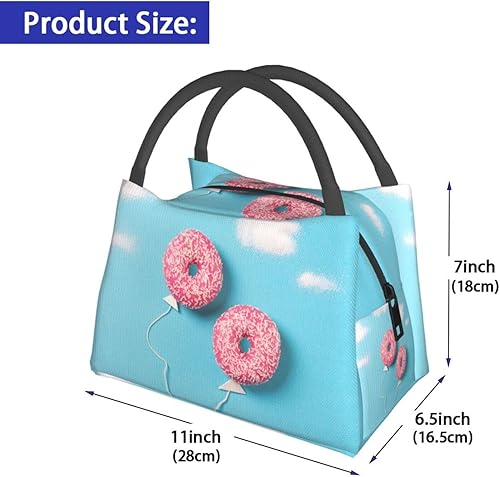 Miniatura 3 de Bolsa de almuerzo con asa reforzada, bolsa de asas aislada, globo dona, caja de almuerzo impresa para el trabajo, picnic, talla única