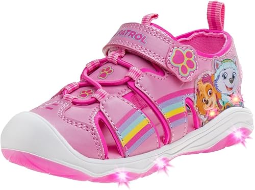 Nickelodeon Zapatos iluminados de Paw Patrol para niñas, sandalias de verano, zapatos de agua para niños, Skye Everest, correa ajustable para playa,