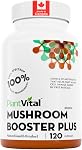 PlantVital Mushroom Booster Plus – Made in Canada – Mushroom Complex with Lions Mane, Reishi, Chaga, Turkey Tail & Cordyceps – Source of Antioxidants & Herbal Medicine Formula – 120 Capsules